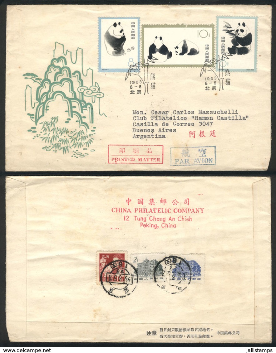 560 CHINA: Sc.708/710, 1963 Giant Pandas, The Set Of 3 Values (+ Other Stamps On Back) O - Autres & Non Classés