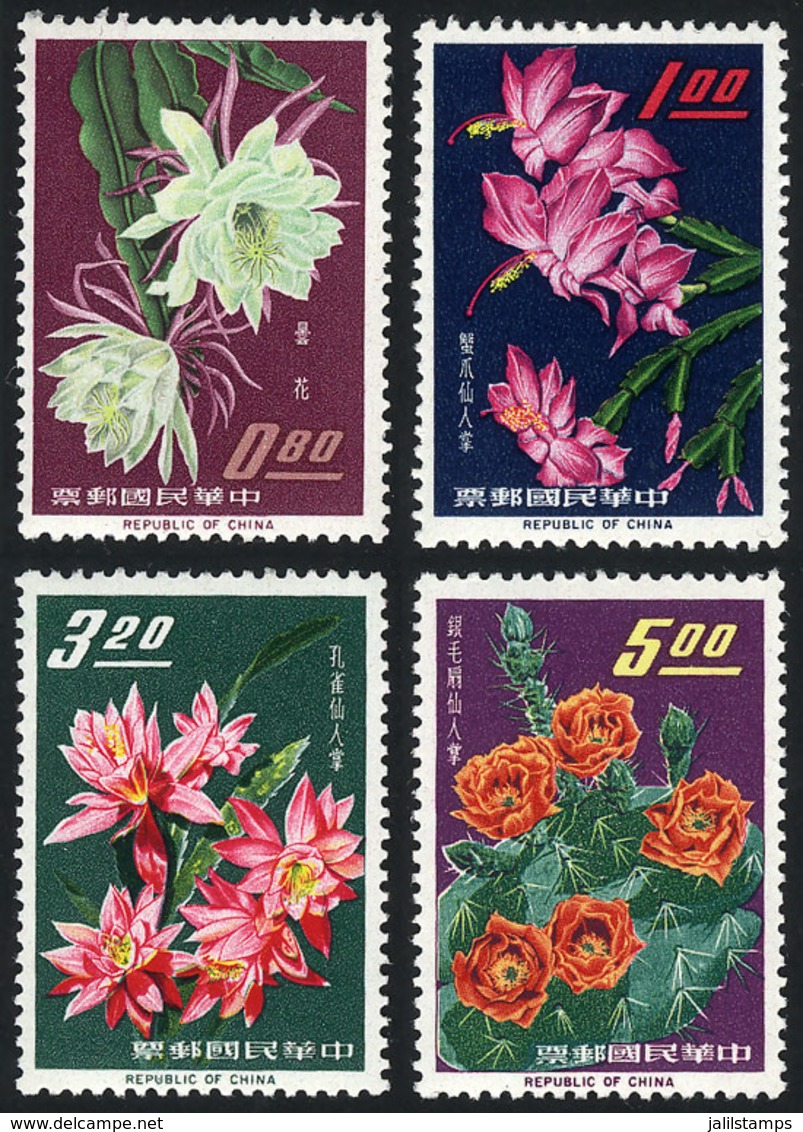 609 CHINA - TAIWAN: Sc.1386/1389, 1964 Cactus Flowers, Cmpl. Set Of 4 Values, Mint Light - Autres & Non Classés