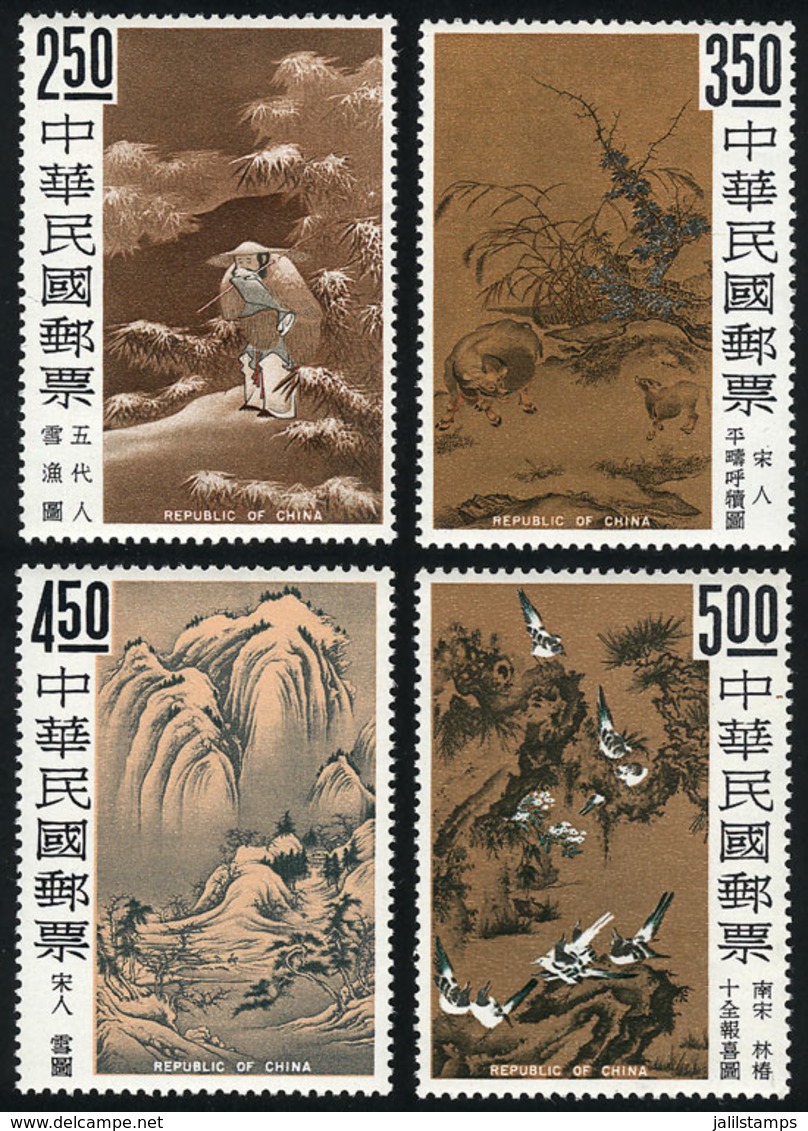 613 CHINA - TAIWAN: Sc.1479/1482, 1966 Paintings, Cmpl. Set Of 4 Values, MNH, VF Quality - Autres & Non Classés