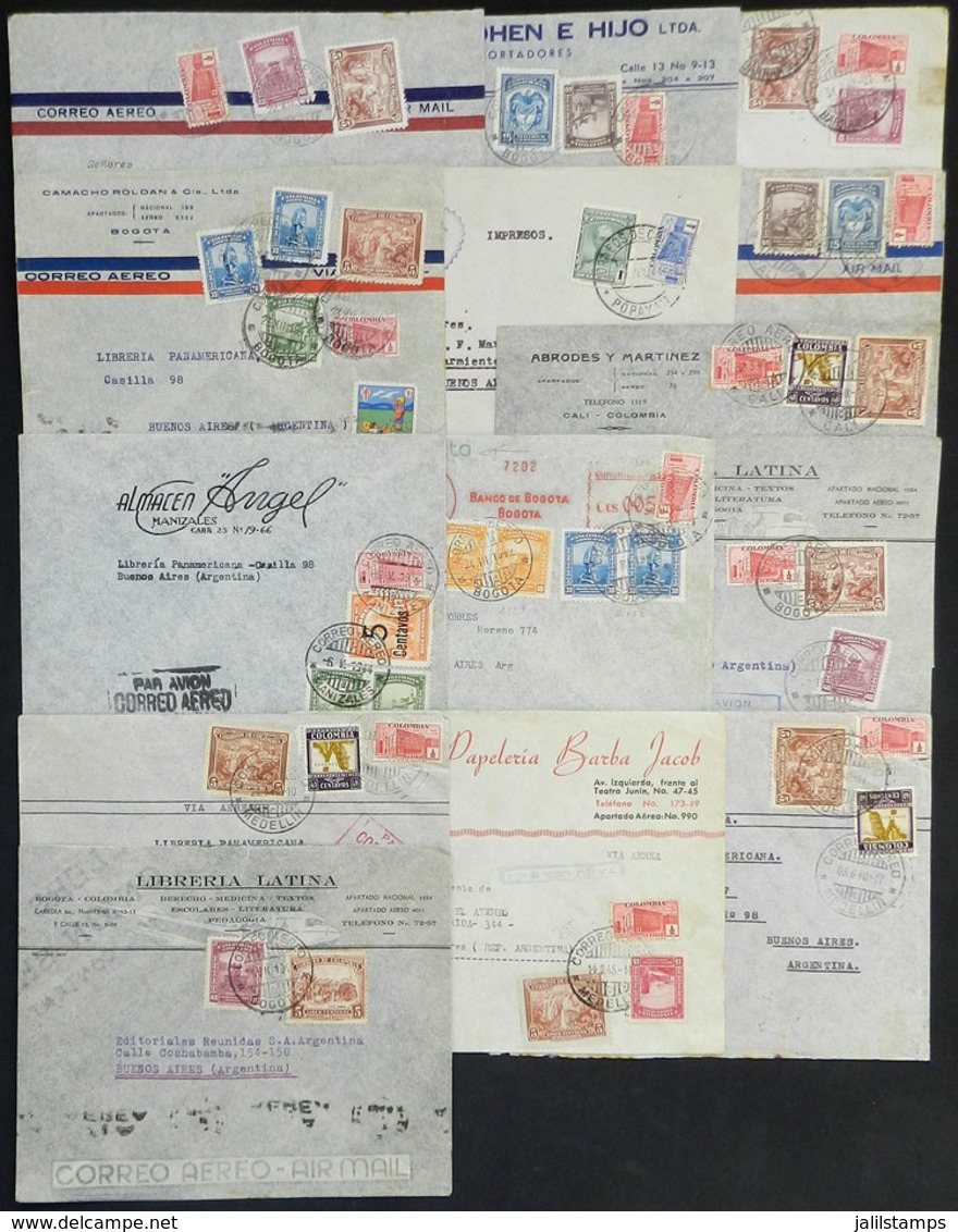 624 COLOMBIA: 14 Covers Sent To Argentina Between 1940 And 1944, ONE Censored, Fine Gene - Colombie