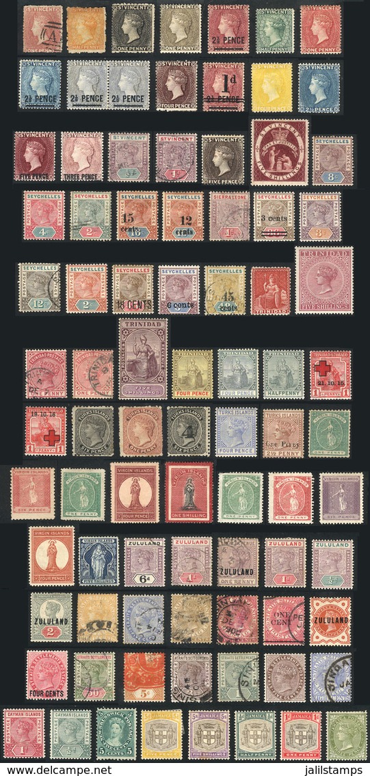 630 BRITISH COLONIES: Interesting Lot Of Old Stamps, Including Good Values, The General - Autres & Non Classés