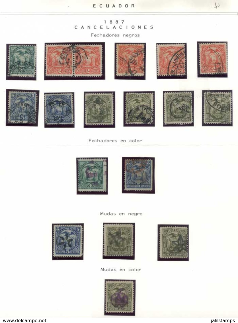 680 ECUADOR: Sc.19/22, Sheet With 18 Examples With Various Cancels, VF Quality! - Equateur