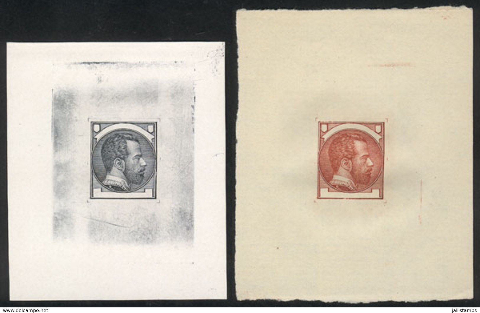 704 SPAIN: Year 1871, Galvez 640 And 647, Die Proofs In Black And Redish Chestnut, Excel - Autres & Non Classés