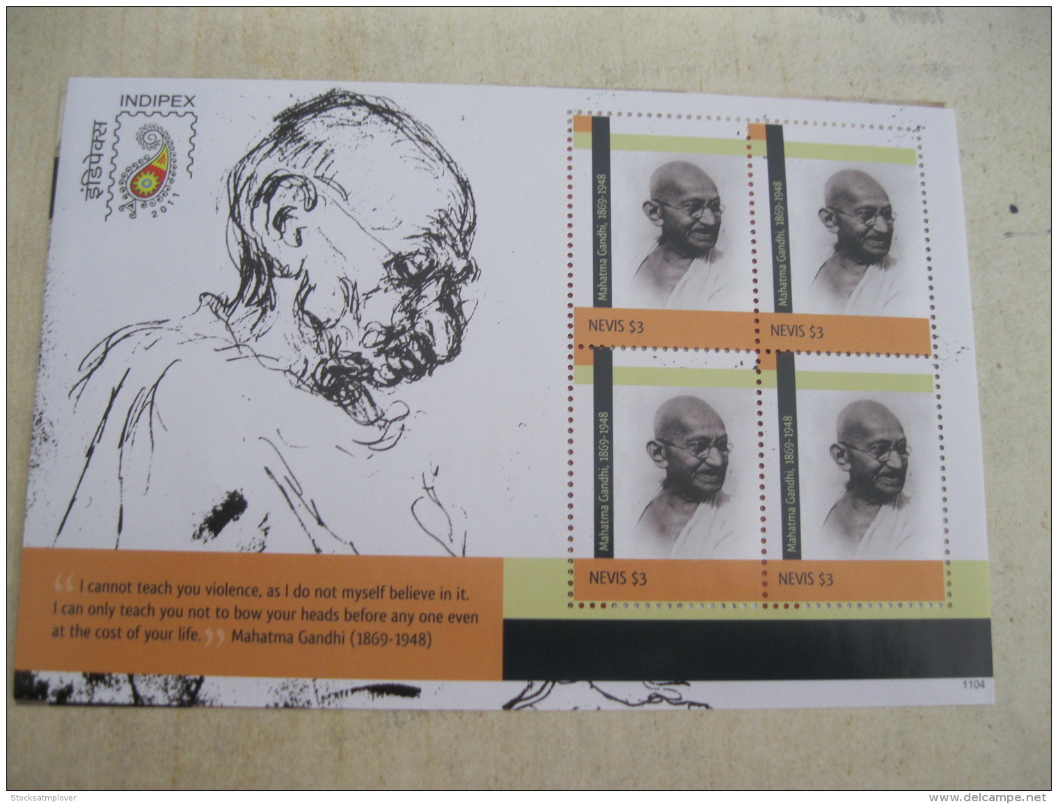 NEVIS  2011 MAHATMA GANDHI  INDIPEX  I201802 - St.Kitts And Nevis ( 1983-...)