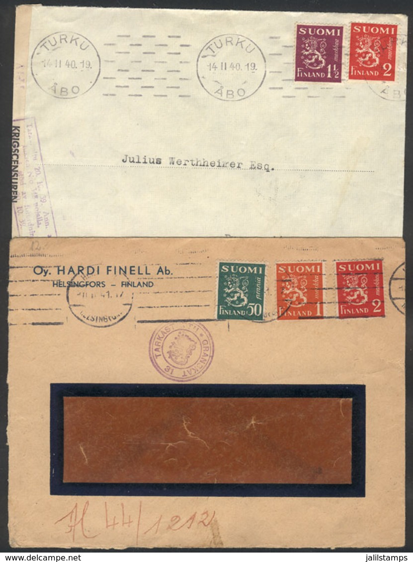 738 FINLAND: 2 Covers Sent To Argentina In 1940 And 1941 With CENSOR MARKS, VF Quality! - Autres & Non Classés