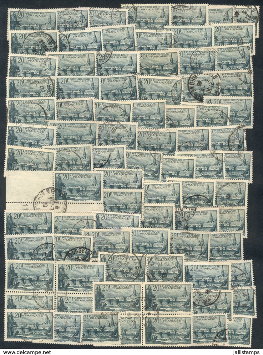 740 FRANCE: Yvert 394, 1938 Port Of St. Malo, 145 Very Good Used Stamps (including 3 Blo - Autres & Non Classés