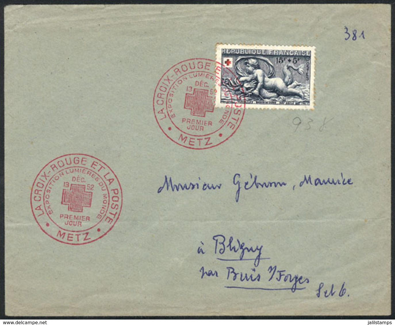 753 FRANCE: First Day Cover Of 13/DE/1952, Topic RED CROSS, Very Nice! - Autres & Non Classés
