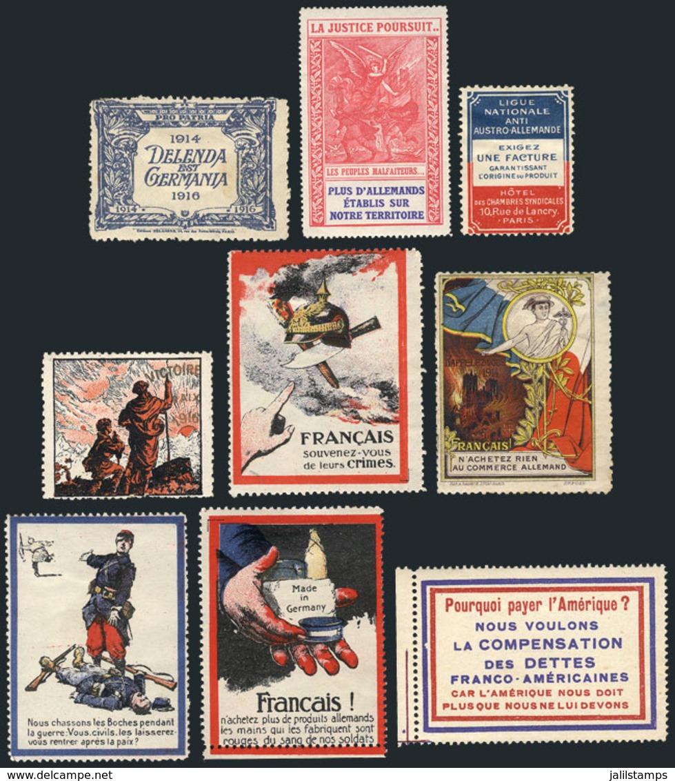 762 FRANCE: 9 Old Patriotic Cinderellas, Very Colorful And Interesting Group! - Autres & Non Classés