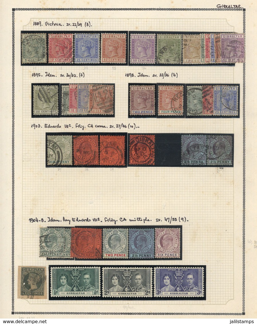 765 GIBRALTAR: Collection On Pages (circa 1886 To 1980), Used And Mint Stamps, Most Of F - Gibraltar