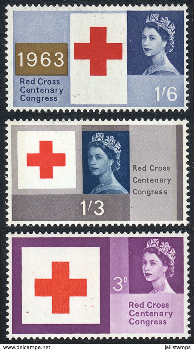 768 GREAT BRITAIN: Sc.398p/400p, 1963 Red Cross, Complete Set Of 3 Values WITH PHOSPHOR - Other & Unclassified