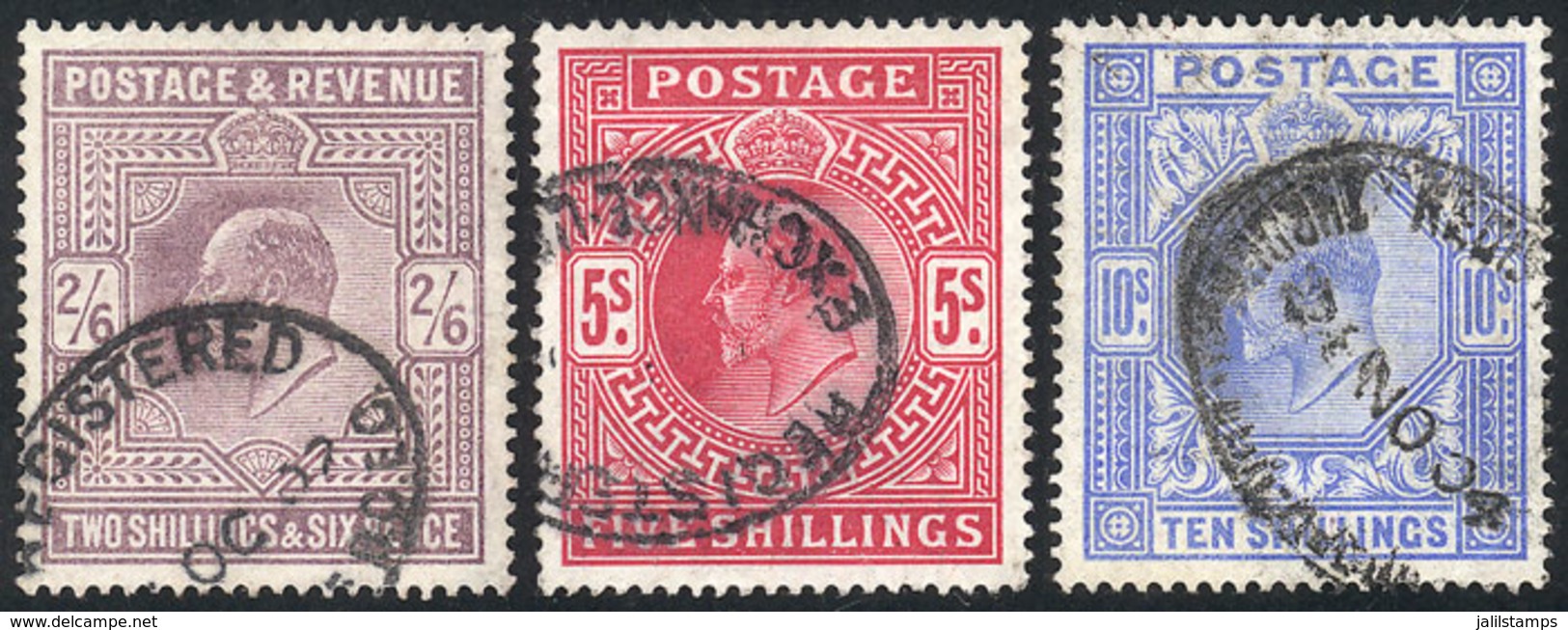 771 GREAT BRITAIN: Sc.138/141, 1902 Edward VII 2/6S. To 10S., Used, VF Quality, Catalog - Autres & Non Classés
