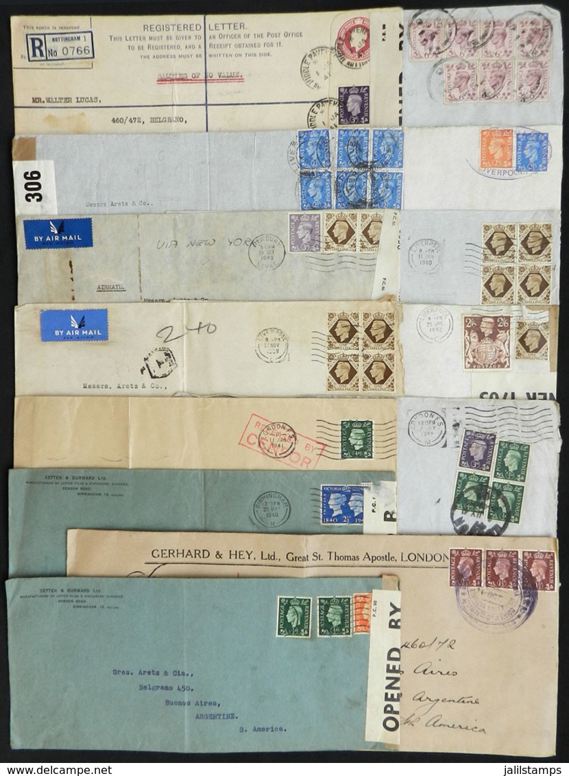 778 GREAT BRITAIN: 13 Covers Sent To Argentina Between 1939 And 1943, Almost All CENSORE - Service