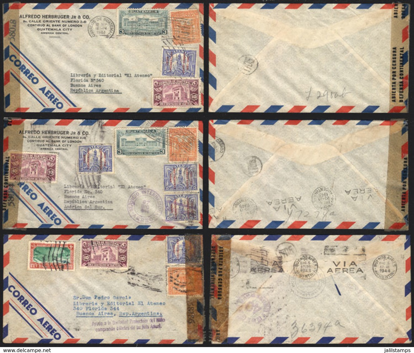 799 GUATEMALA: 11 Covers With Nice Postages, Sent To Argentina Between 1943 And 1945, Al - Guatemala