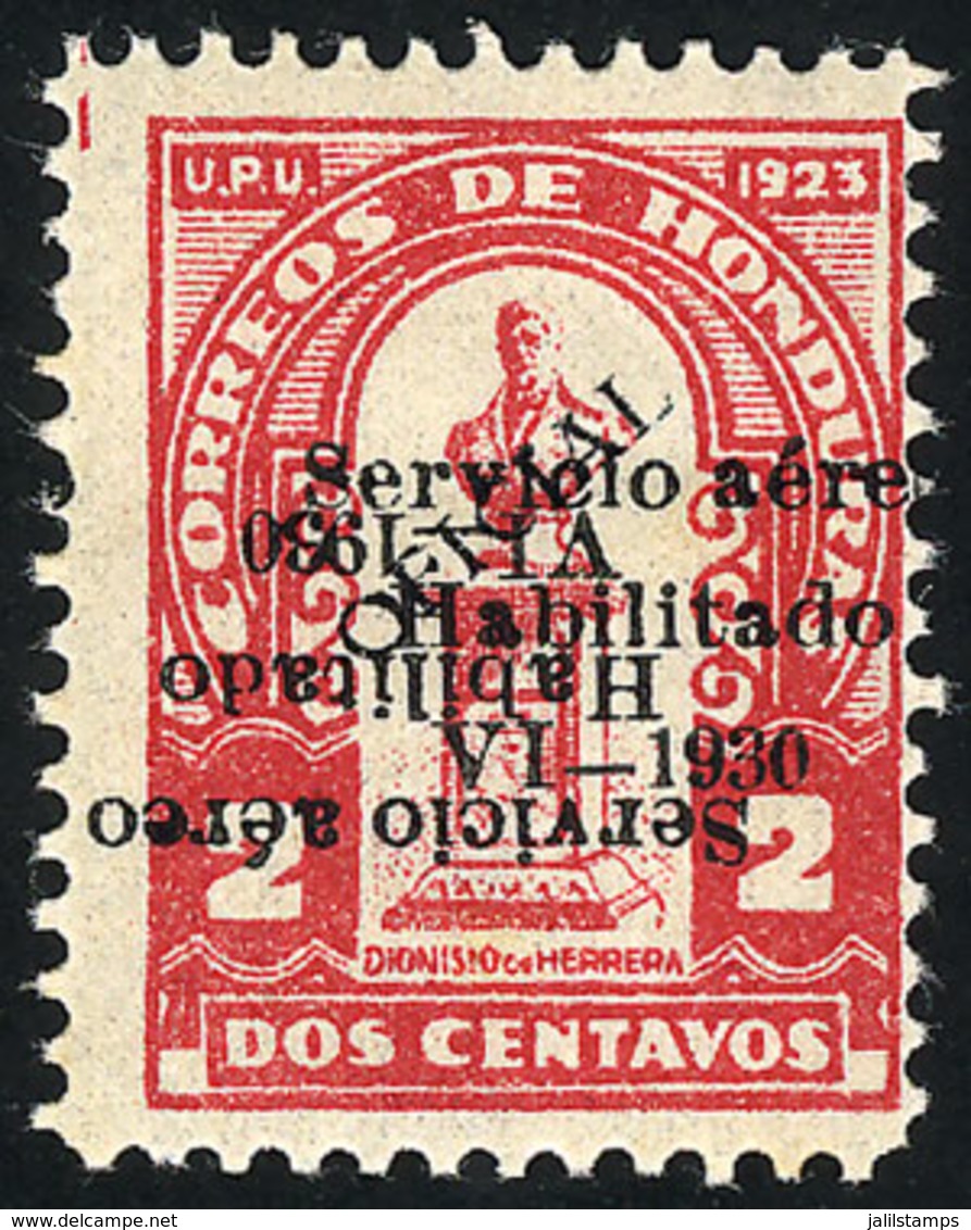 812 HONDURAS: Yvert Airmail 22B, 1930 2c. Official Stamp With DOUBLE Overprint "Servic - Honduras