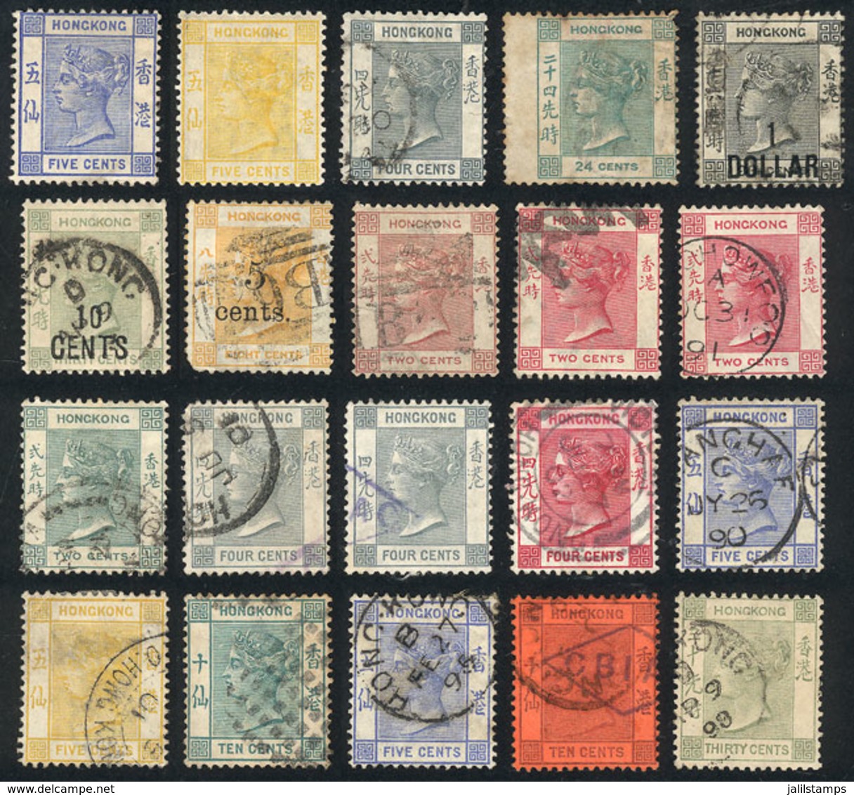 816 HONG KONG: Interesting Lot Of Old Stamps, Including Good Values, The General Quality - Autres & Non Classés
