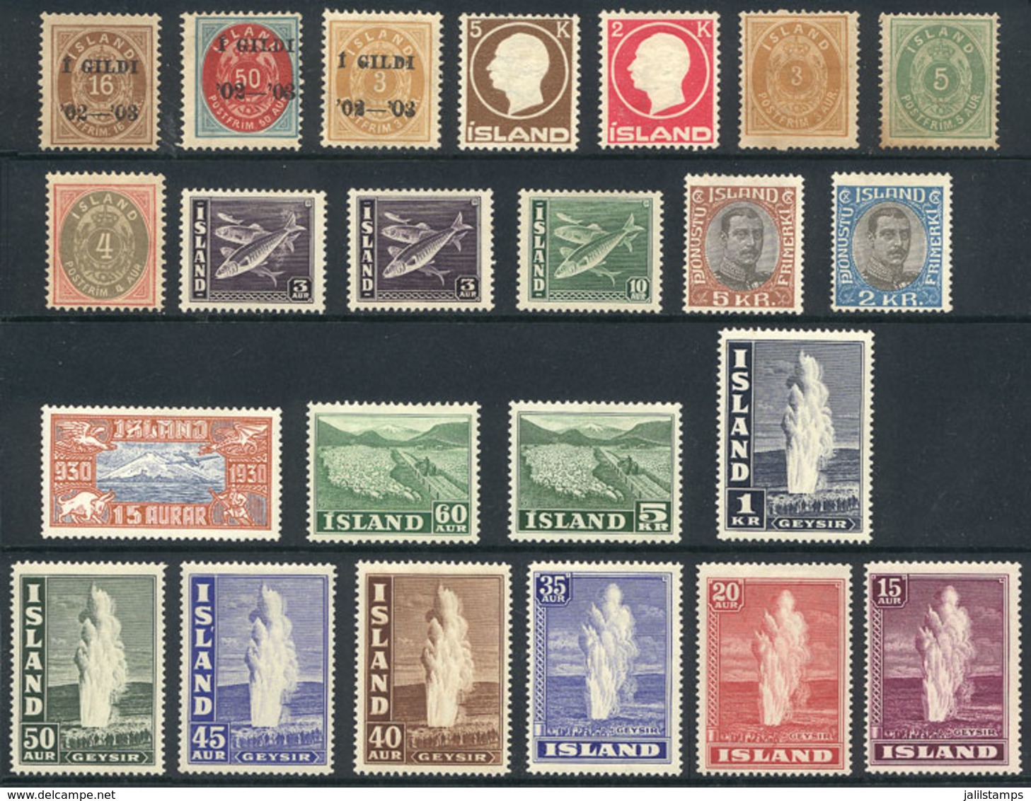 843 ICELAND: Selection Of Interesting Stamps, Used And Mint (without Gum, Or With Gum An - Autres & Non Classés