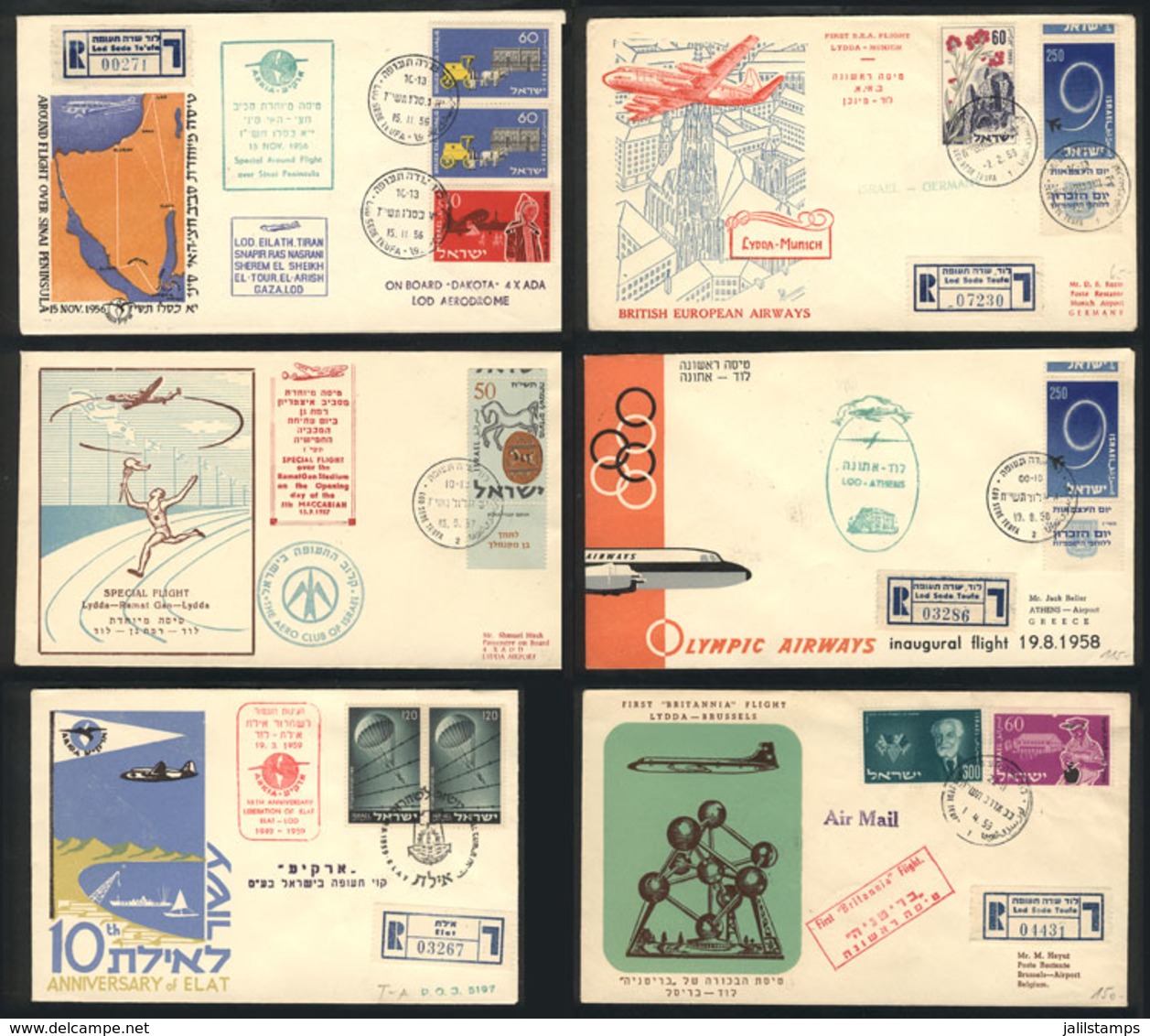 845 ISRAEL: FIRST FLIGHTS & SPECIAL FLIGHTS: 32 Covers Used Between Circa 1956 And 1962, - Autres & Non Classés
