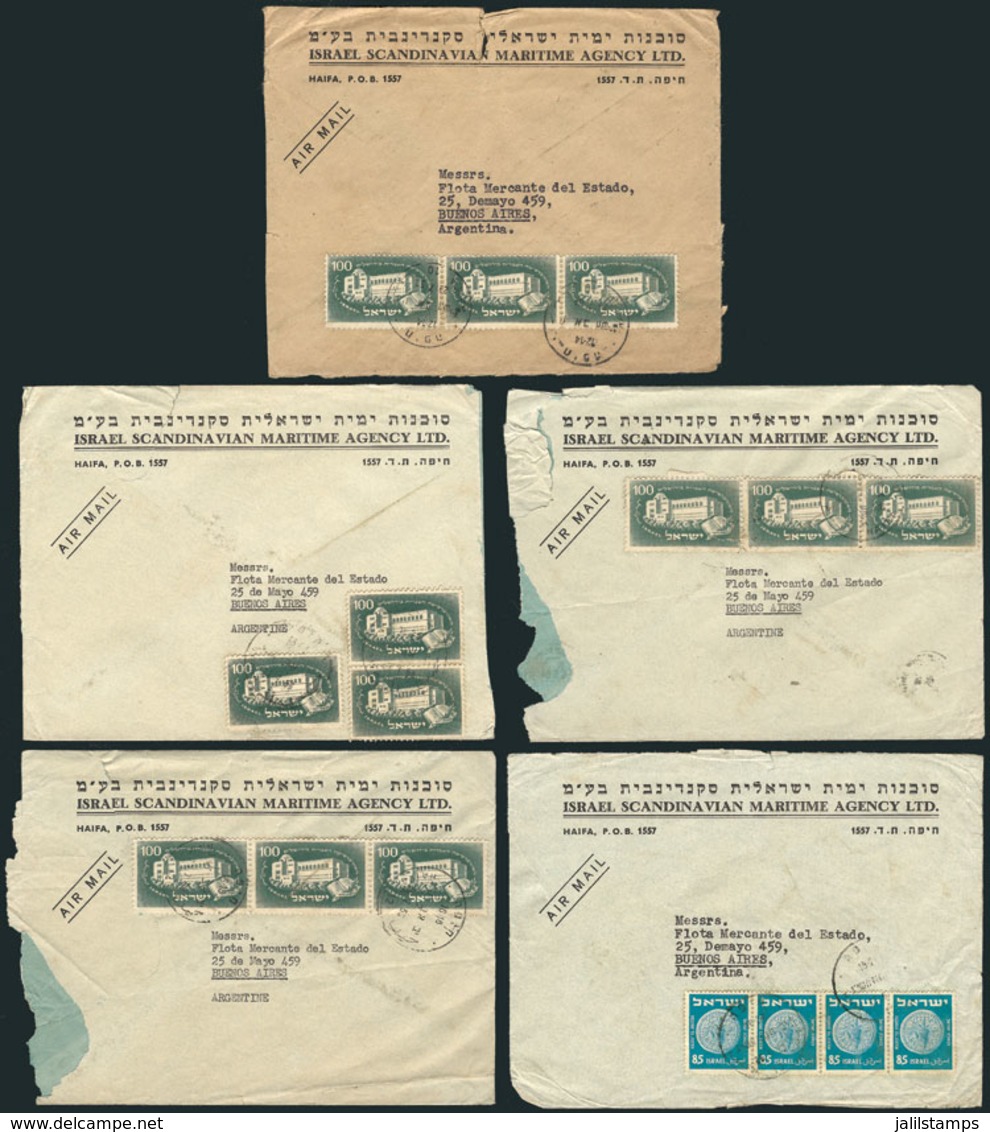 848 ISRAEL: 5 Covers Sent To Argentina In The 1950s, Good Postages, All With Minor Defec - Autres & Non Classés