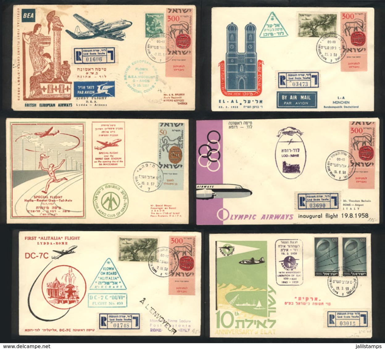 852 ISRAEL: FIRST FLIGHTS & SPECIAL FLIGHTS: 31 Covers Used Between Circa 1957 And 1971, - Autres & Non Classés
