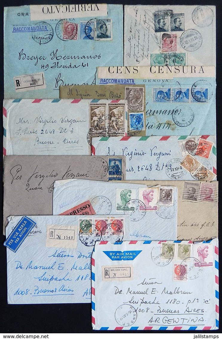 868 ITALY: 11 Covers Posted Between 1911 And 1980, Most To Argentina, Varied Postages An - Ohne Zuordnung