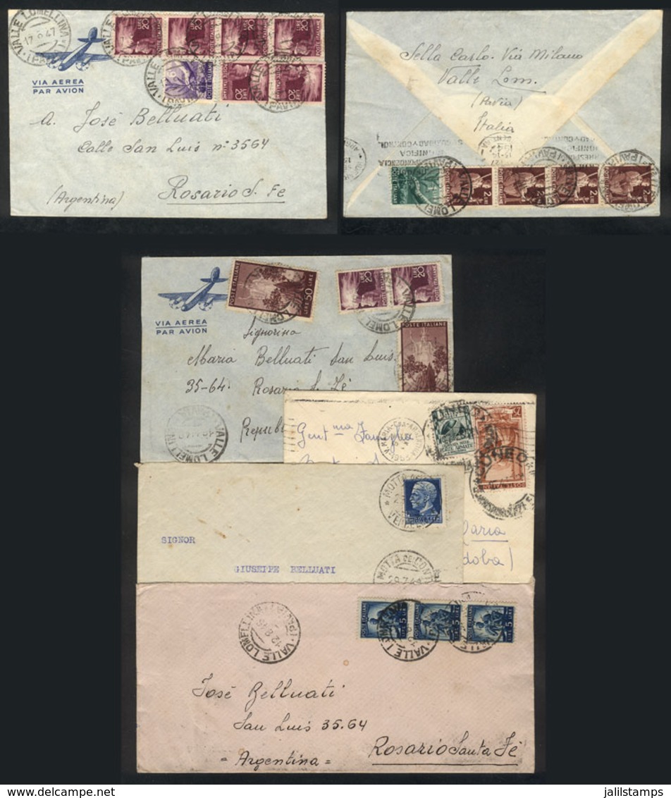 876 ITALY: 5 Covers Sent To Argentina Between 1940 And 1953, Interesting! - Non Classés