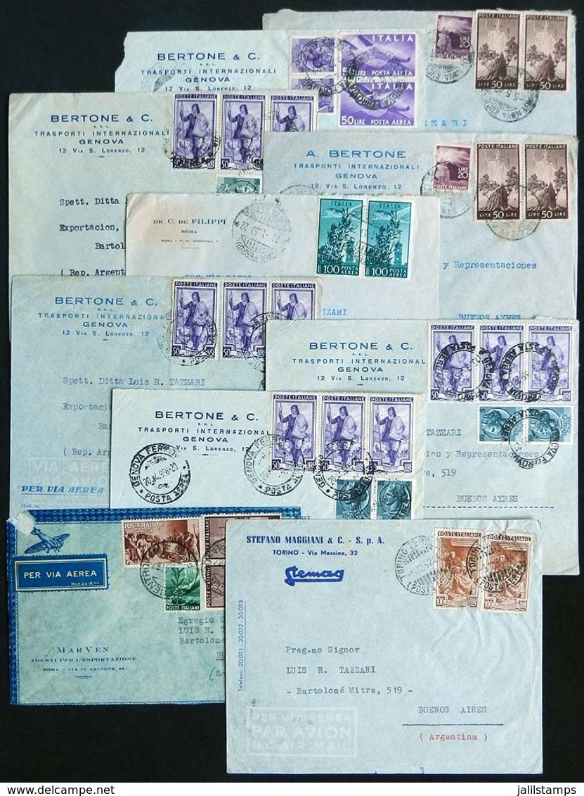 879 ITALY: 10 Airmail Covers Sent To Argentina Between 1947 And 1956 With Very Handsome - Non Classés