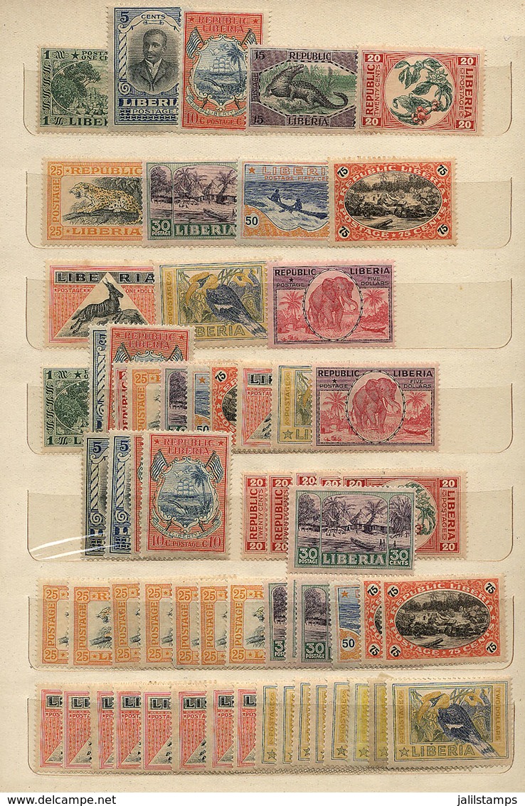 924 LIBERIA: Very Good Stock Of Used Or Mint Stamps And Sets In Stockbook, Including Man - Liberia