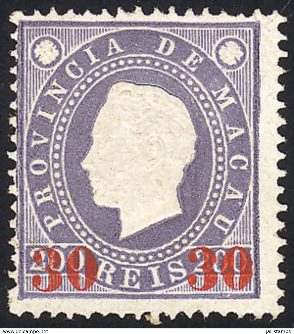 948 MACAU: Sc.45, 1892 Provisional Of 30Rs., Issued Without Gum, VF Quality, Catalog Val - Sonstige & Ohne Zuordnung