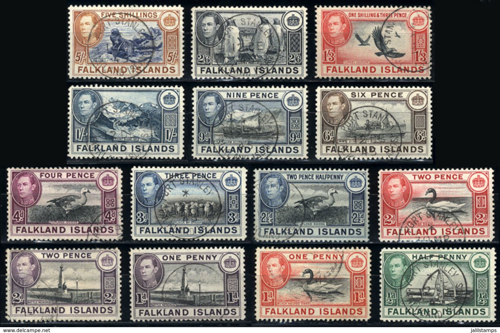 1036 FALKLAND ISLANDS/MALVINAS: Sc.84/94, The First 14 Values Of The Set Lightly Used, VF - Falkland