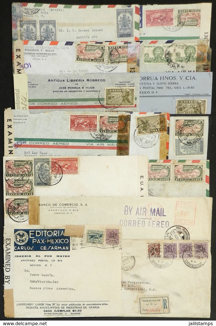 1060 MEXICO: 14 Covers Or Cards Sent To Argentina Between 1942 And 1945, ALL CENSORED, Fi - Mexico