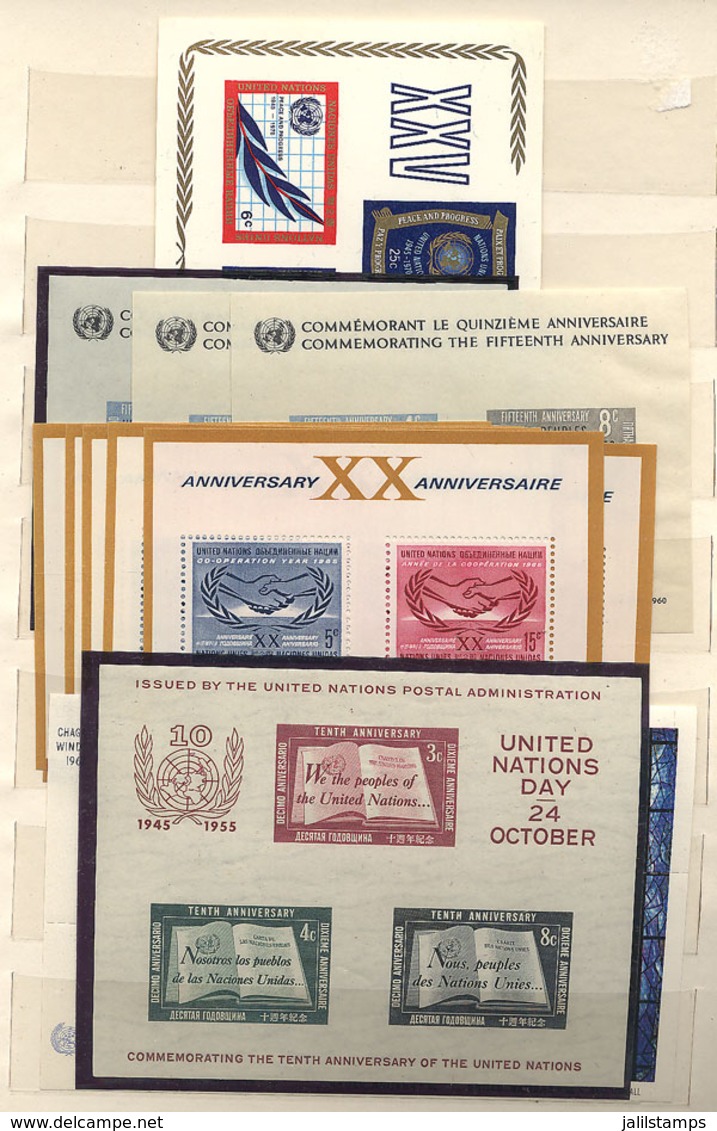 1075 UNITED NATIONS: Stock Of Good Stamps, Sets And Souvenir Sheets In Stockbook, Almost - ONU