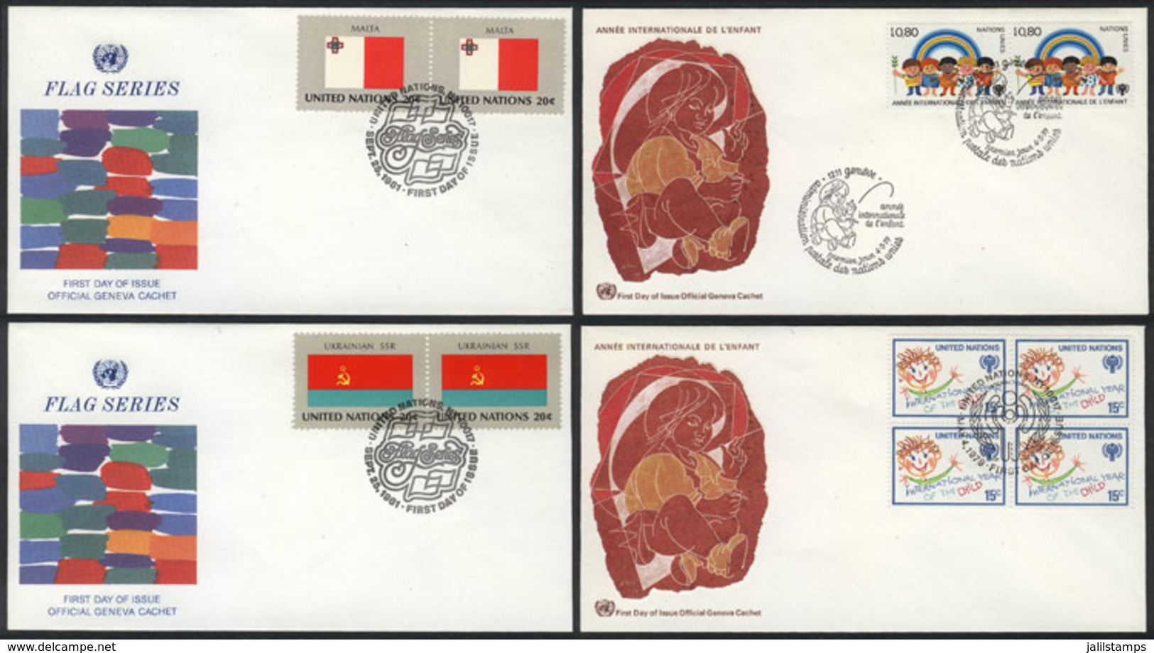 1082 UNITED NATIONS: 45 Very Thematic First Day Covers, Of The 3 Offices, Excellent Quali - ONU