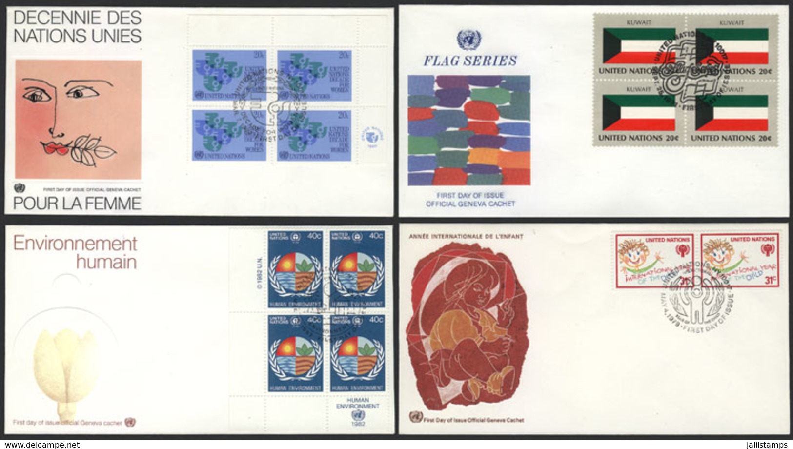 1083 UNITED NATIONS: 46 Very Thematic First Day Covers, Of The 3 Offices, Excellent Quali - ONU