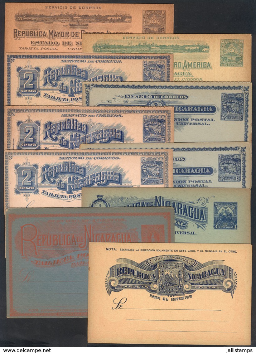 1087 NICARAGUA: 10 Old Unused Postal Cards, 2 Are Double (with Reply Paid), Very Thematic - Nicaragua