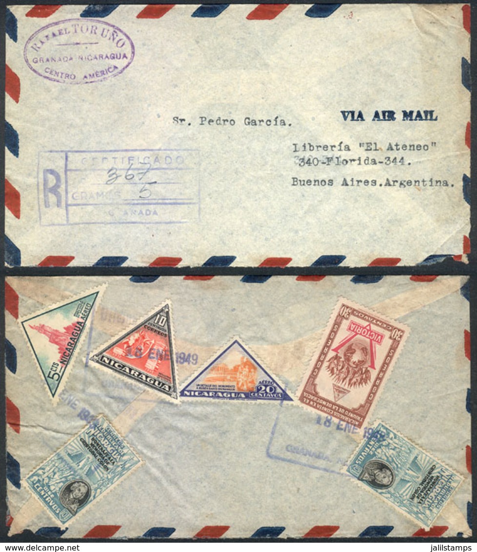 1093 NICARAGUA: Cover Franked On Reverse With 6 Different Stamps (3 Of TRIANGULAR Shape), - Nicaragua