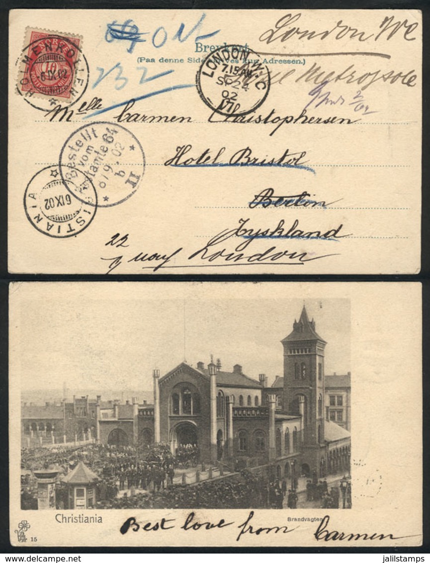 1099 NORWAY: Postcard Sent From HOLMENKOLLEN To Berlin On 6/SE/1902 And Forwarded To Lond - Autres & Non Classés