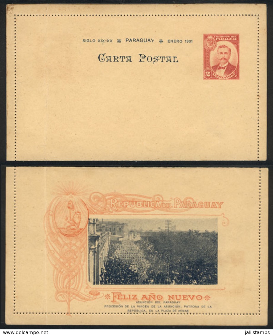 1110 PARAGUAY: "2c. Lettercard Of The Year 1901, With Image Printed On Back: "Procession - Paraguay