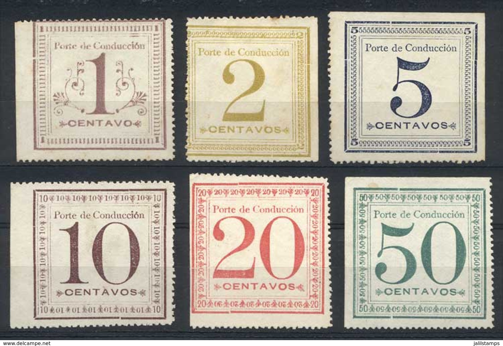 1135 PERU: Sc.Q1/Q6, 1897 Complete Unused Set Of 6 Values, VF Quality, Very Rare! - Pérou