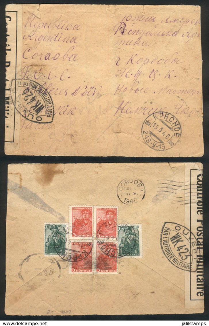 1168 RUSSIA: Cover Sent To Argentina On 15/MAR/1940 With Censor Marks, Interesting! - Autres & Non Classés