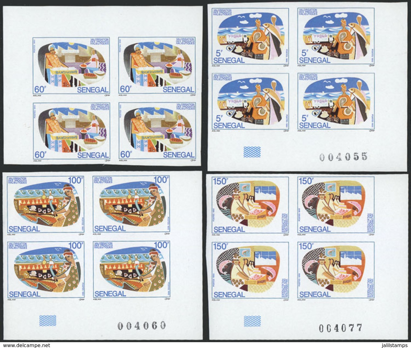 1179 SENEGAL: Yvert 968/971, 1992 Fish Industry, Complete Set Of 4 Values In IMPERFORATE - Sénégal (1960-...)