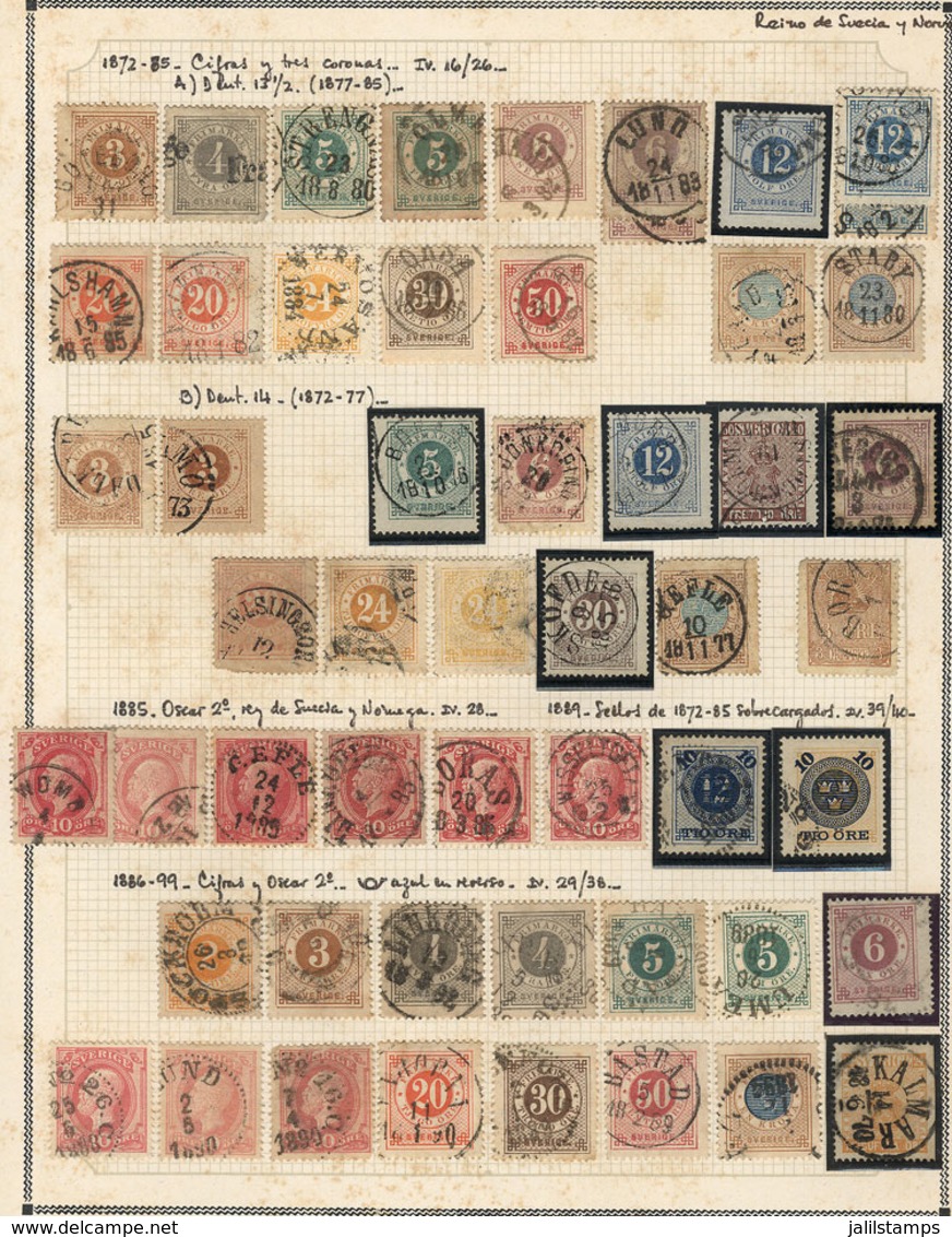 1185 SWEDEN: Collection On Pages (circa 1872 To 1980), Used Or Mint Stamps, Most Of Fine - Autres & Non Classés