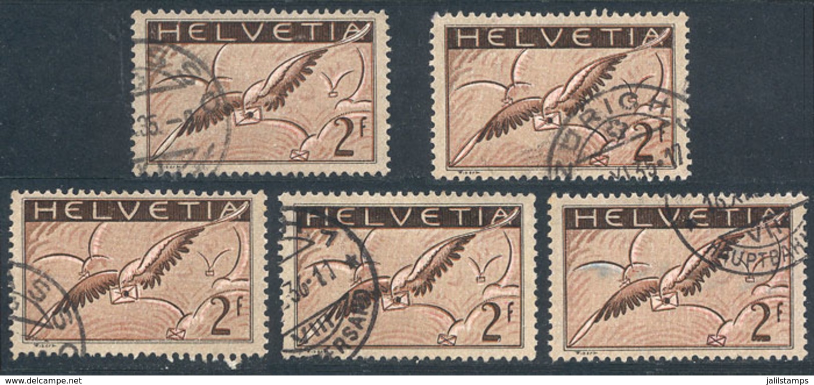 1189 SWITZERLAND: Sc.C15, 5 Used Examples, All Without Grilled Gum, Fine To Very Fine Qua - Autres & Non Classés