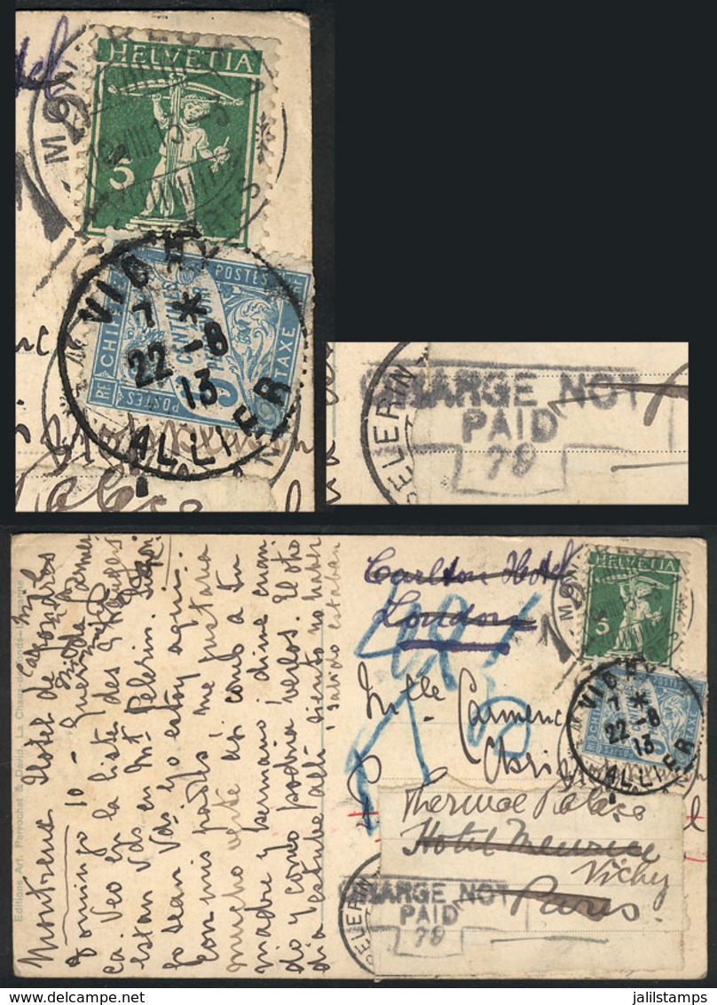 1192 SWITZERLAND: COMPLEX ROUTE: Postcard Sent From Montreaux (Switzerland) On 10/AU/191 - Autres & Non Classés