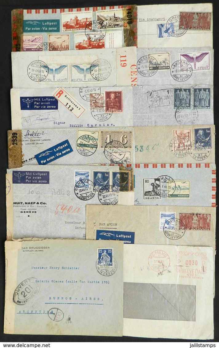 1194 SWITZERLAND: 13 Covers Sent To Argentina Between 1940 And 1944, ALL CENSORED, Fine G - Autres & Non Classés