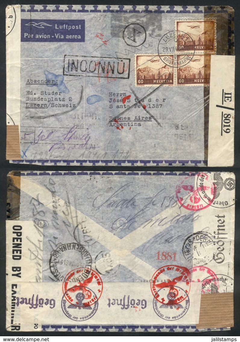 1195 SWITZERLAND: Cover (original Letter Included) Sent From Luzern To Argentina On 29/JU - Autres & Non Classés