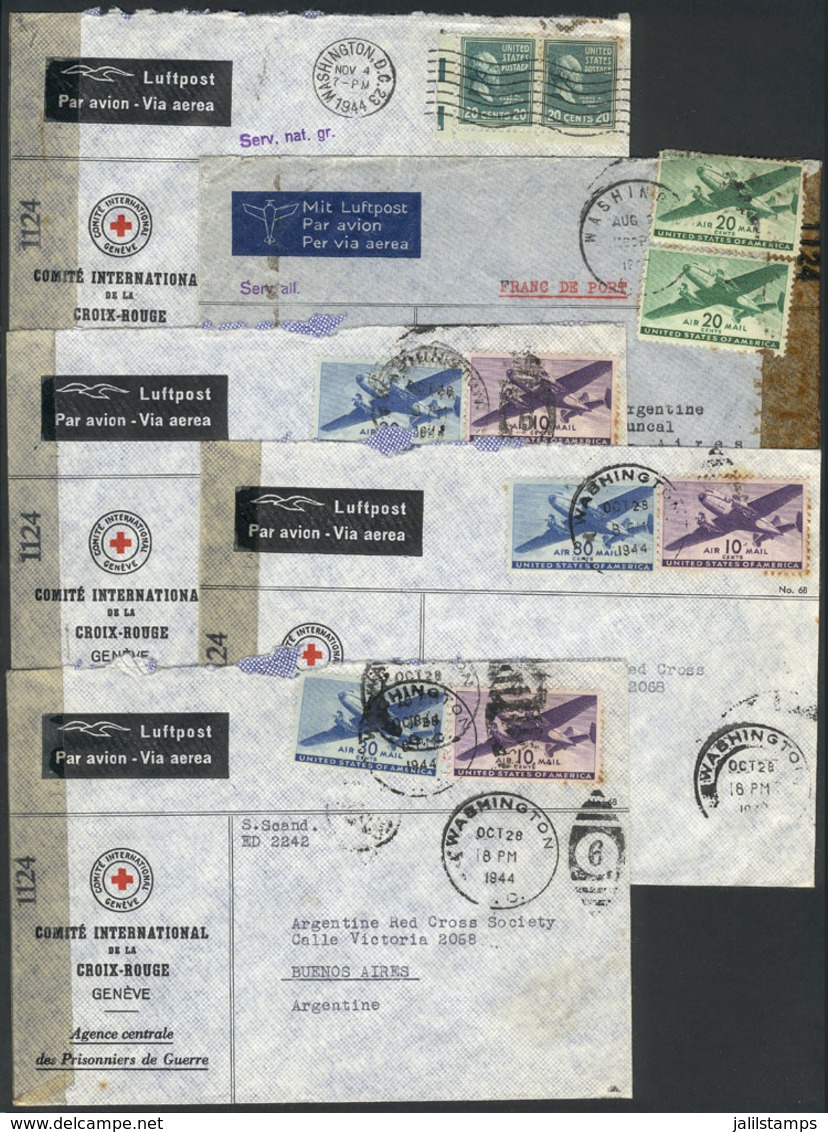 1196 SWITZERLAND: 5 Airmail Covers With Cachet Of RED CROSS In Geneve (Central Agency Of - Autres & Non Classés