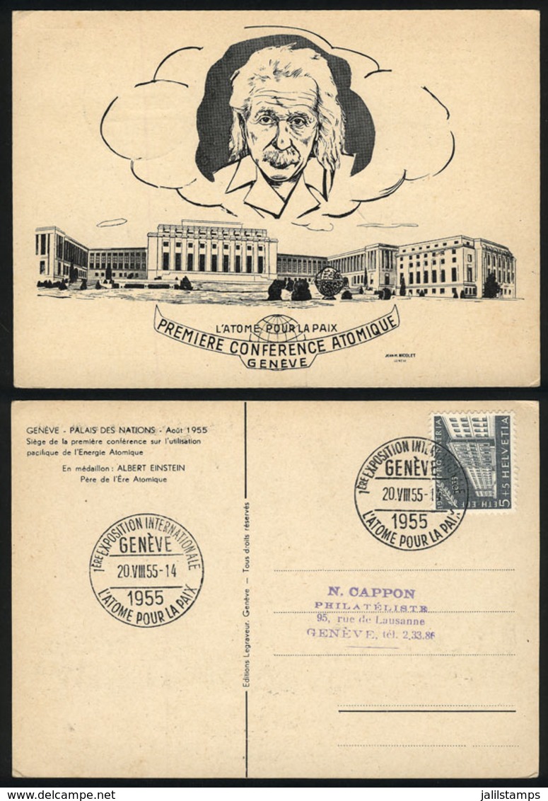 1198 SWITZERLAND: Special Postcards Of The 1st Atomic Conference Of Geneve, Postmark Of 2 - Autres & Non Classés