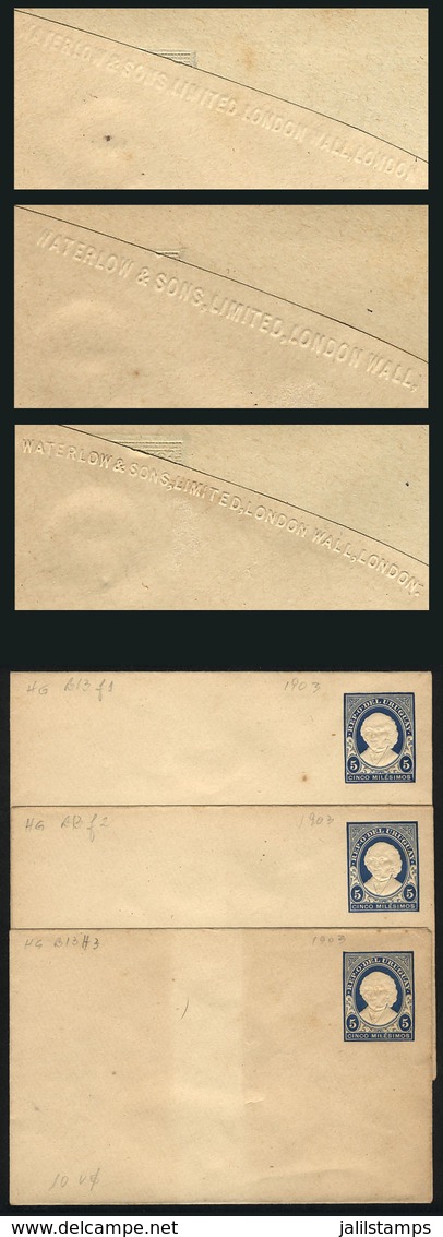 1261 URUGUAY: 3 Old DIFFERENT Stationery Envelopes: HG.13 In 3 Different Types: Large Le - Uruguay