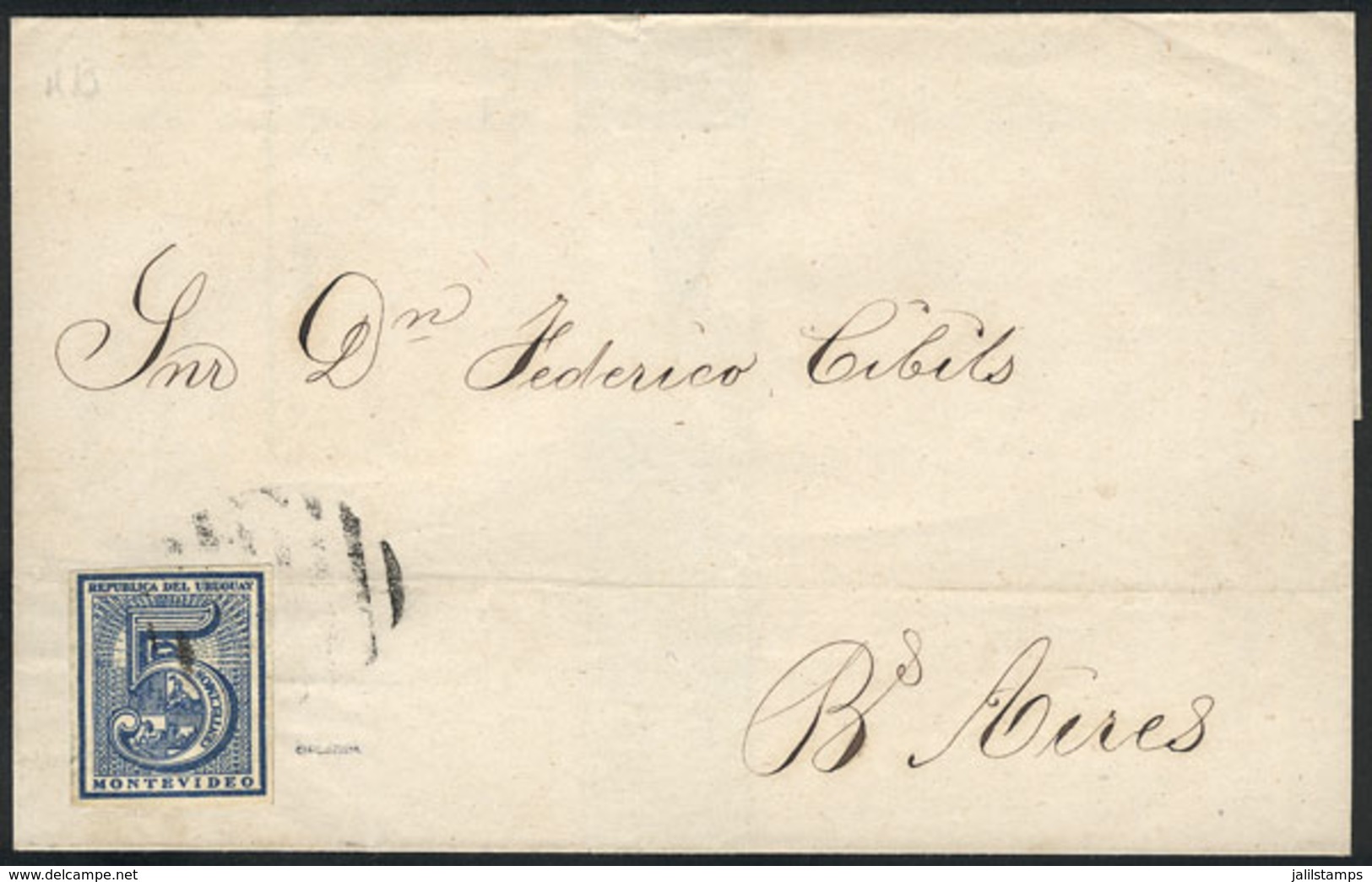 1263 URUGUAY: Folded Cover Franked By Sc.30 (type 46), Sent From Montevideo To Buenos Air - Uruguay