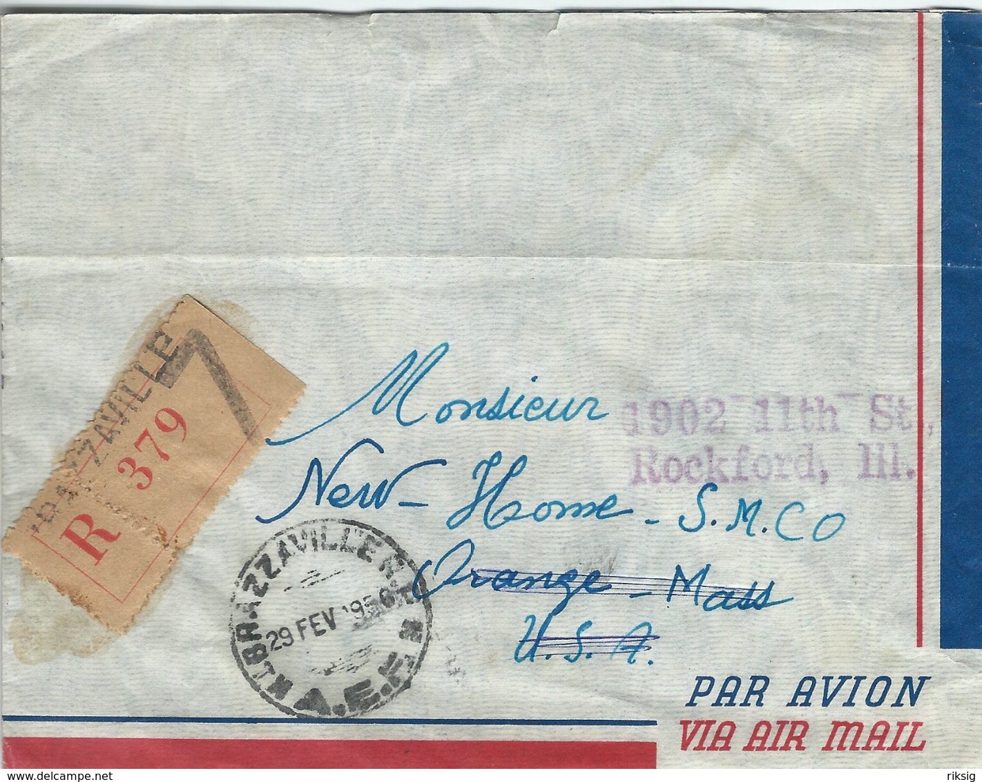 Congo - Cover. Brazzaville To United States.1956.  .  H-1300 - Used